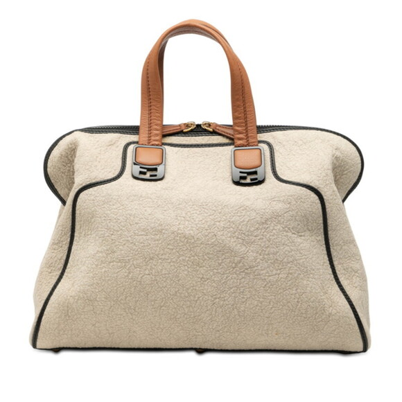 FENDI Handbags - Fendi Chameleon Handbag 8BL110 Beige Pile Leather Women's FENDI